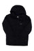 A black Burton Men's Covert 2.0 Jacket with a hood, front zipper, and a chest pocket showing the Burton logo. This waterproof ski jacket is displayed flat on a white background.