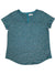Women's heather teal V-neck short-sleeve tee, straight front view