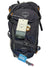 A black Osprey Womens Salida 12 Bike Hydration Pack with tags, instructions, a blue "HYDRATION RESERVOIR" label, multiple straps and zippers, and a Hydraulics LT reservoir. All items shown on a white background.