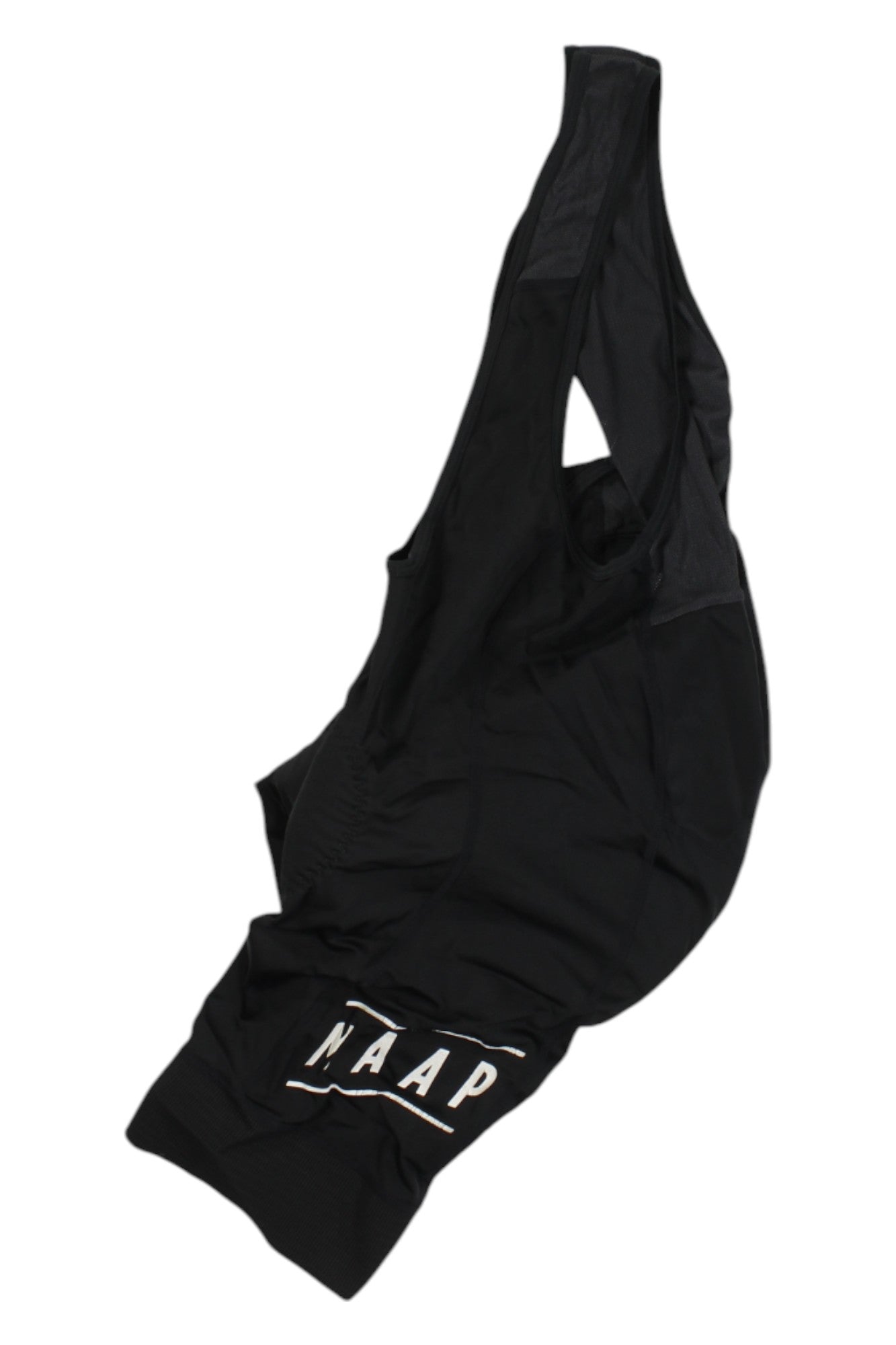The Maap Pro Bib is a black cycling bib short with wide shoulder straps and a white "MAAP" logo patch on the lower leg. It features chamois padding for comfort and is shown against a white background.