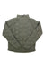 The Marmot Mens WarmCube Active Novus Jacket is a light olive green insulated jacket made from recycled nylon, with quilted details, a high collar, long sleeves, and the Marmot logo on the left chest. Shown laid flat with sleeves crossed.