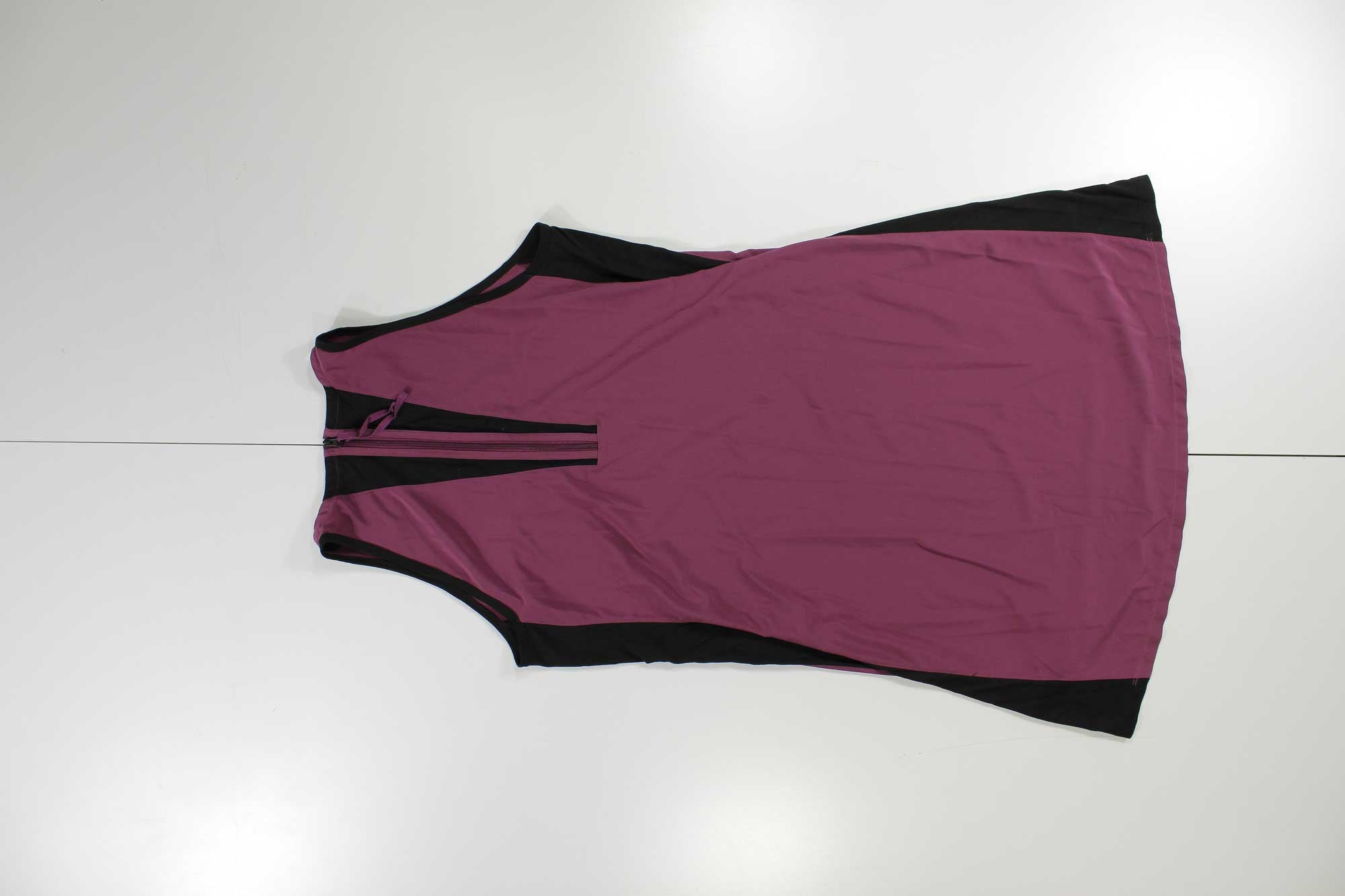 Womens merino sport dress, sleeveless pink with black trim and side panel