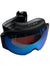 The Smith I/O Mag S Snow Goggle features a wide, curved blue-tinted ChromaPop lens and an adjustable black and gray strap with the MAG lens change system, shown against a white background.