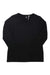 Women's black crewneck long-sleeve tee with small neckline logo and tag detail