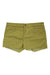The Carve Designs Women's Oahu 4 Inch Short features a slim fit, button and zipper closure, front and back pockets, raw unfinished hems, all in olive green for effortless style.