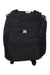 The Sherpani Womens Camden Backpack is a black, vegan, recycled backpack with a white floral logo, two zippered and two side pockets, plus laptop space—ideal for stylish travel.