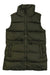 The Helly Hansen Womens Essence Down Vest is a sleeveless, dark green insulated vest with a high collar, front zipper, side pockets, and adjustable waist—ideal as a lightweight outdoor layer for chilly days.