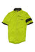 The Rapha Mens Super Lightweight Jersey is a bright yellow short-sleeve cycling top featuring a front zipper, black collar lining, and a black stripe on the left sleeve. "Rapha" is embroidered on the chest.