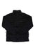 Men's black down puffer jacket with hood, full-zip front and side pockets