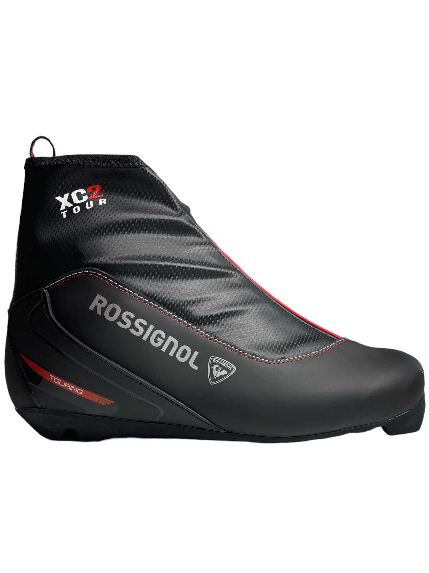 Rossignol XC2 men's ski boot, black with gray stripes and red trim
