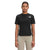 Black short-sleeve crewneck T-shirt with small white chest logo