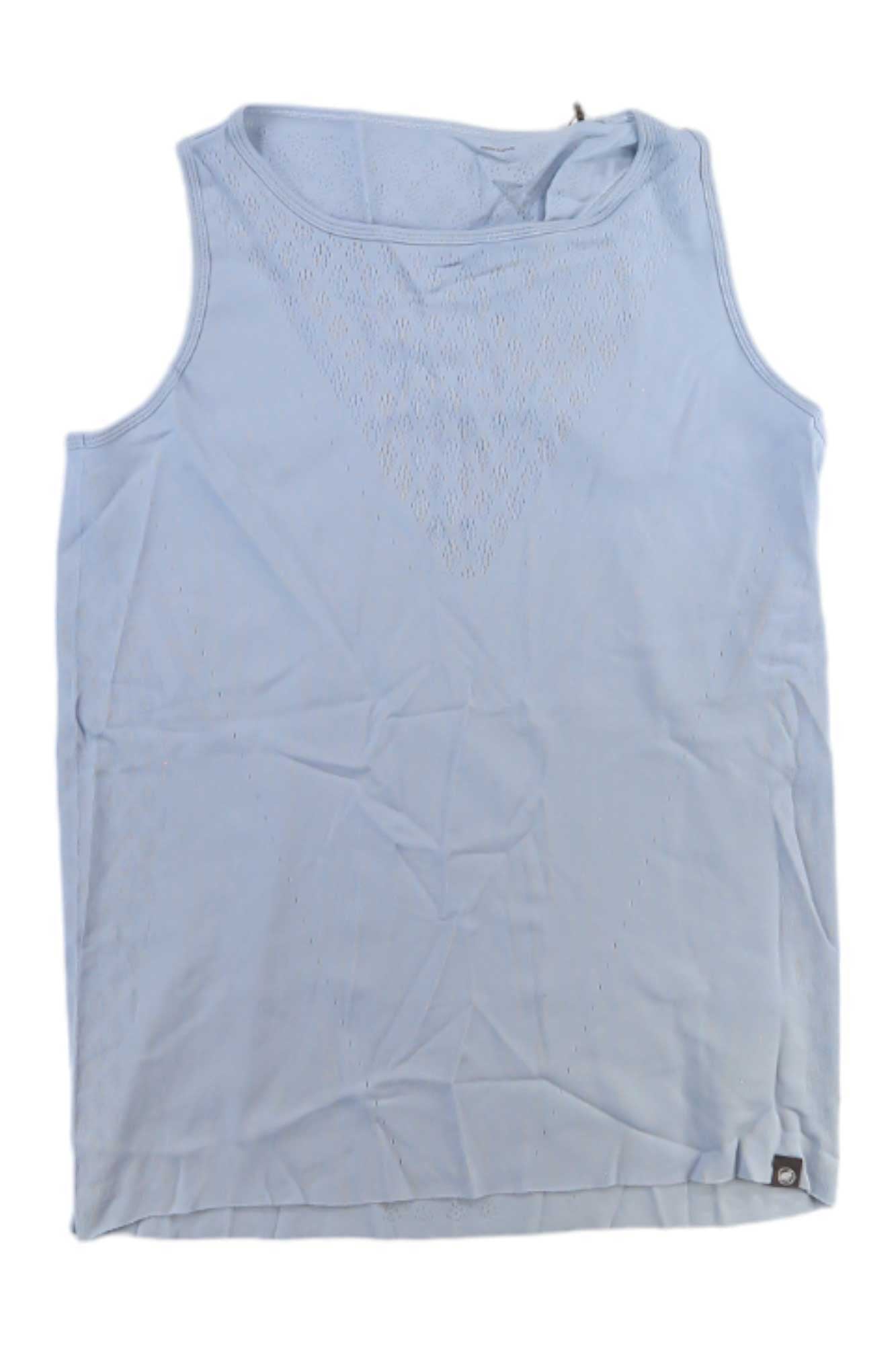 Mammut women’s Aelectra sleeveless hooded top, light blue with front drape