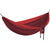 DoubleNest hammock in red with dark red interior and hanging loops.