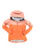 Women’s insulated hooded jacket, orange with full-zip and gray inner hood lining