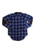 Women’s dark-blue plaid long-sleeve button-up shirt with chest pockets