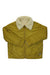 A mustard yellow Burton Womens Lynx Reversible Jacket with a large cream sherpa collar and front zipper is displayed flat, sleeves crossed. This casual fleece offers a slightly oversized fit.
