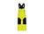 The Obermeyer Boys Volt Pant is a high-visibility yellow ski pant featuring waterproof fabric, black adjustable suspenders, and black knee patches, shown against a white background.