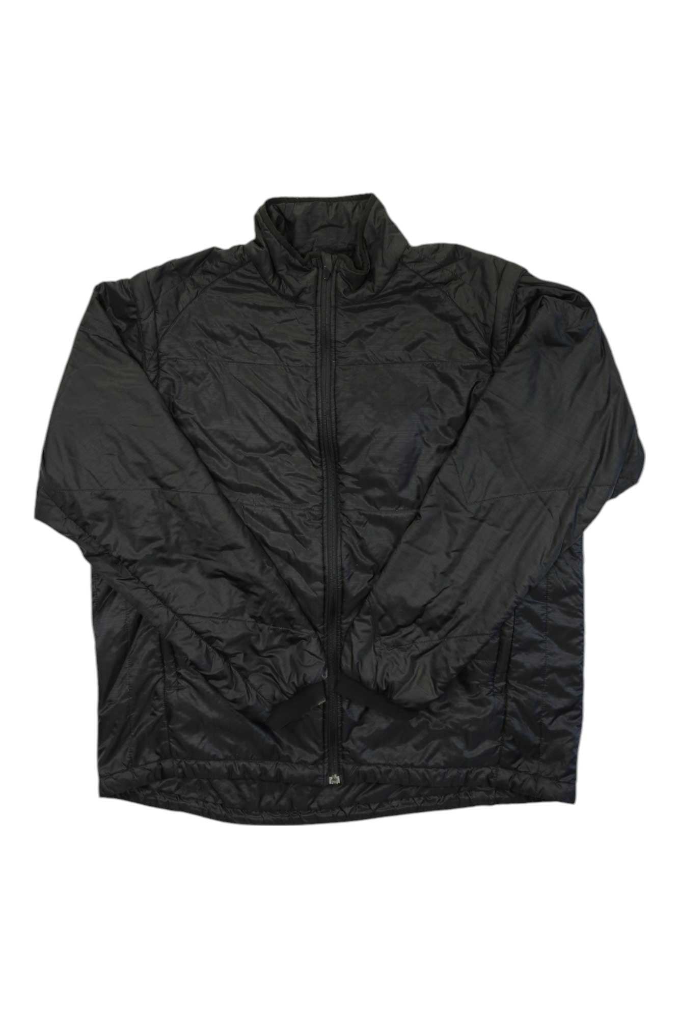 Men's Primaloft black insulated jacket with full front zipper and stand collar
