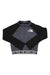 The North Face Girls Reactor Thermal 1/4 Zip Top is a gray, long-sleeve athletic top with black sleeves, made from recycled polyester. It features a left chest logo and "THE NORTH FACE" text on the waistband.