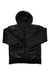 The Unisex West Rib Parka, a black puffy alpine jacket with a front zipper, is displayed flat on a white background. Its shiny insulated material makes it ideal for cold weather and outdoor adventures.