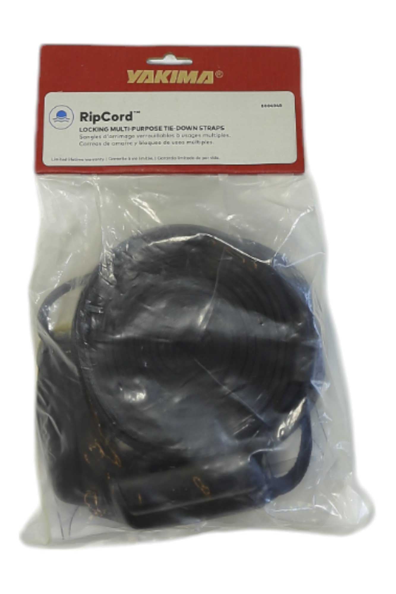 Cargo straps pair with black webbing loops, in clear bag packaging