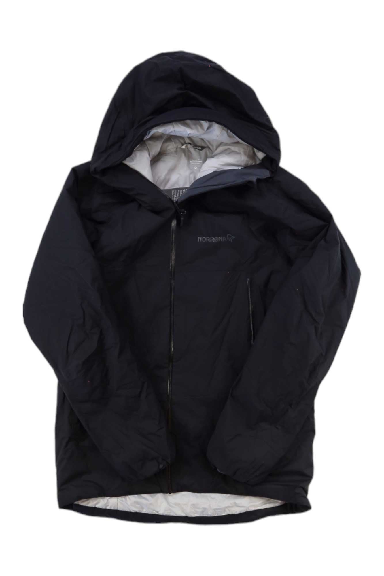 Norrona men's Lyngen Dri2 Thermo60 jacket, dark hooded full-zip with gray-lined hem