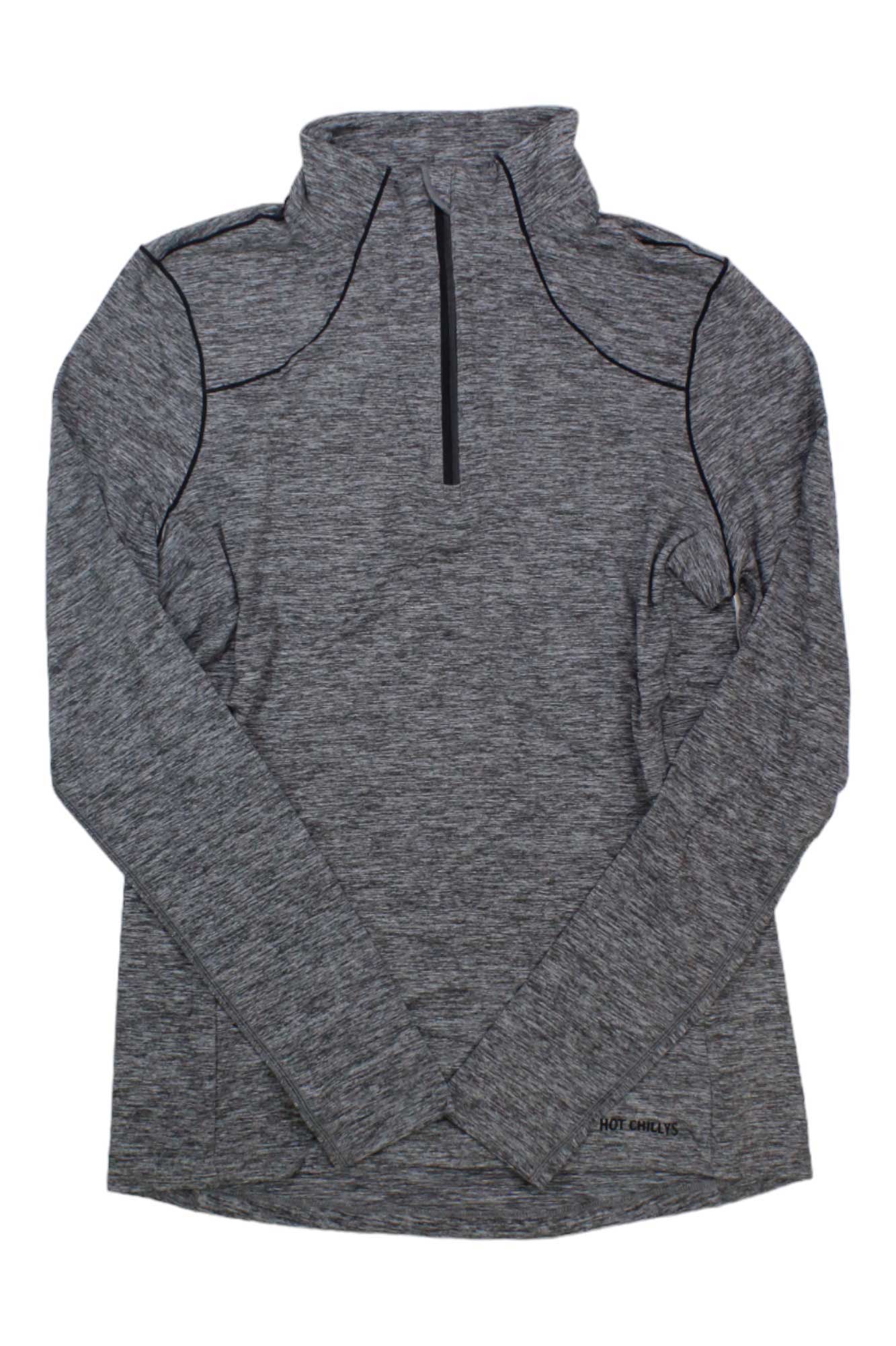 Women's grey heather quarter-zip long-sleeve performance top with stand collar
