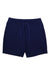 The Marmot Mens Elche 8 Inch Short is a pair of navy blue hiking shorts for men with an elastic waistband and blue-and-white drawstring, made from abrasion-resistant fabric and shown flat on a white background.