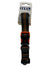 Black dog re-collar with orange accents, orange buckle, and metal D-ring