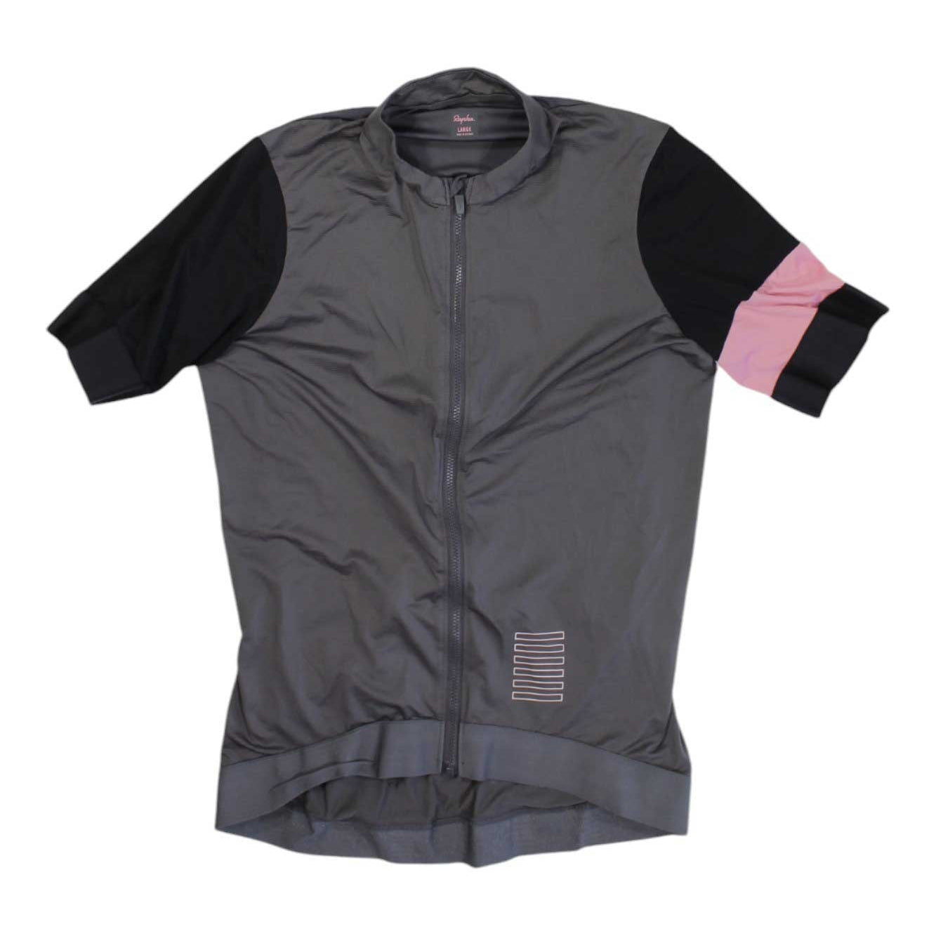 Mens pro training jersey, charcoal gray with black sleeves and full zipper.