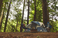 camping gear and a tent