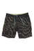 Men's wavefarer board shorts, dark camo print, elastic waist with blue drawstring