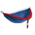DoubleNest hammock in blue with red trim and end tie straps.