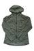 The Black Diamond Womens StormLine Stretch Rain Shell is a lightweight, olive green rain jacket with a front zipper, long sleeves, and a small geometric logo on the chest.
