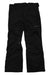 The Obermeyer Mens Orion Pant is a black waterproof ski pant with front pockets, belt loops, a button waist, reinforced knees, and a zippered leg pocket. Shown here laid flat on a white background.
