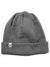 The On Running Merino Beanie is a gray beanie made from merino wool, featuring a folded brim and a small rectangular white tag with the letters DC on the front.