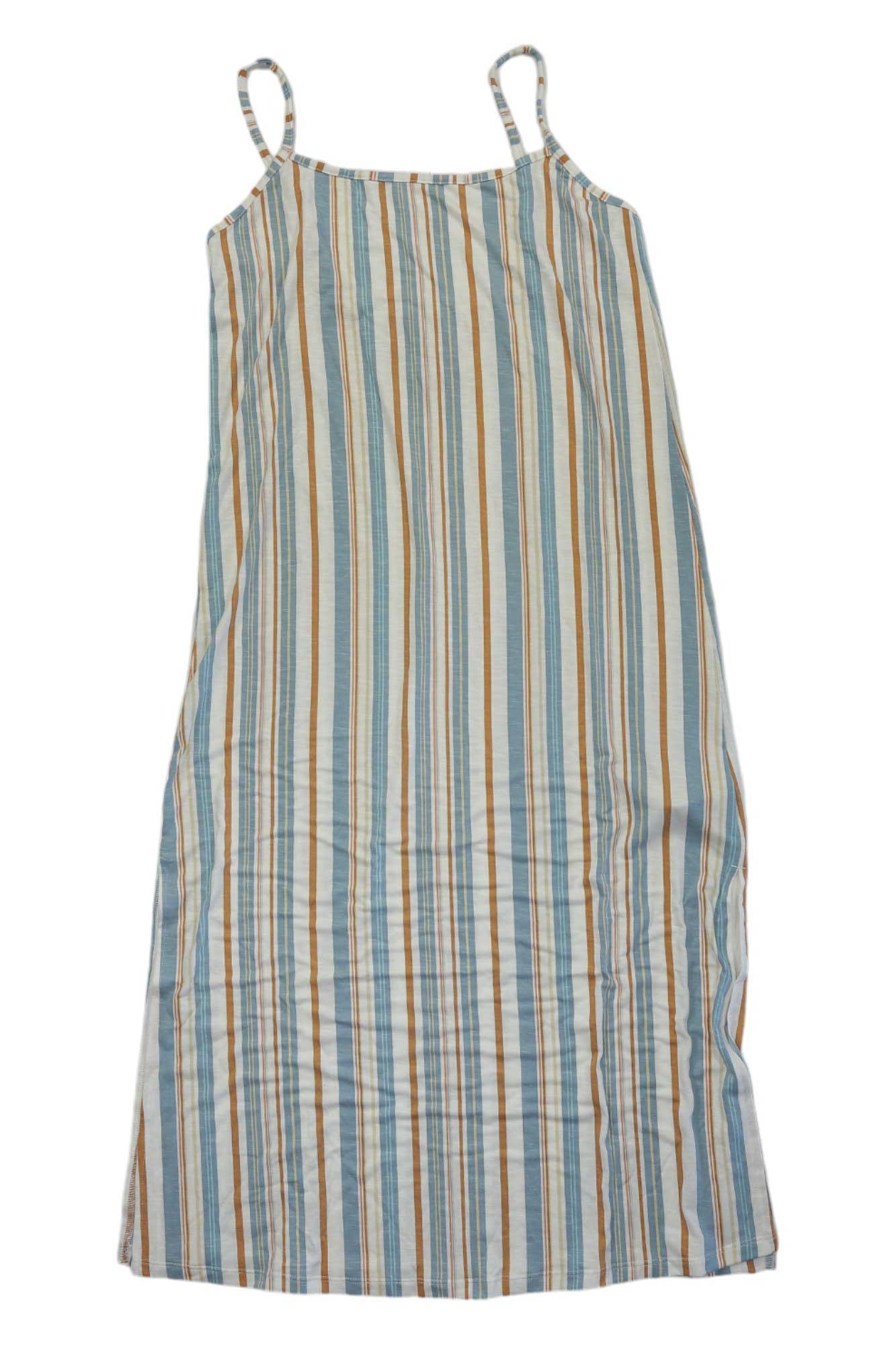 Women’s sleeveless striped dress with spaghetti straps and scoop neckline