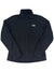 The Womens Apex Bionic Soft-Shell Jacket features a front zipper, high collar, long sleeves, and left chest logo. Windproof and black, it's ideal for outdoor adventures.