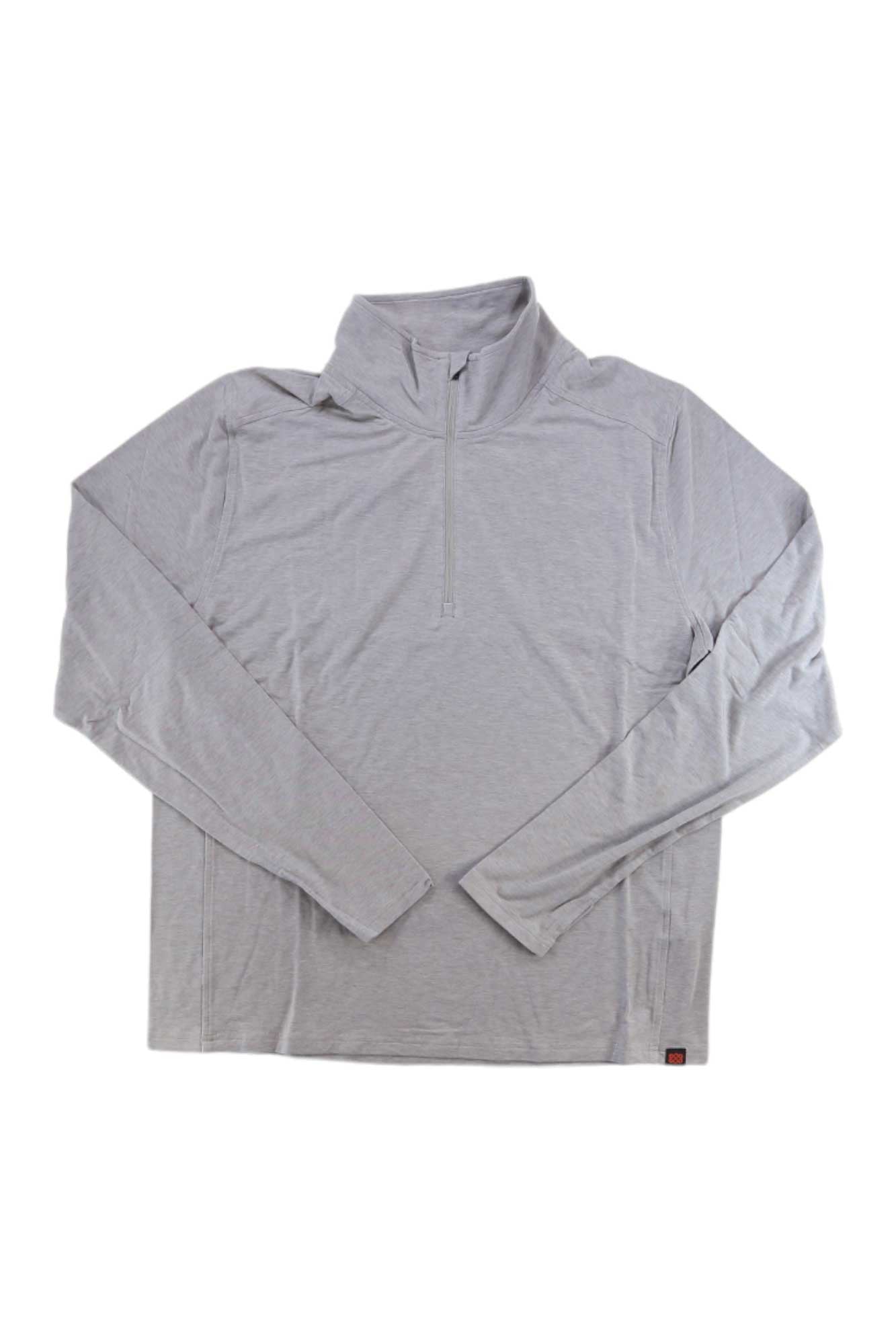 Men's light gray 1/2-zip pullover top with central zipper and long sleeves