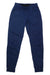 Black Diamond Womens Notion SP Pant in navy blue, crafted from organic cotton with an elastic waistband, front pockets, and cuffed ankles, displayed flat on a white background.