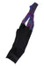 Black cycling bib shorts with purple and blue panel details at bib and legs