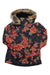 The Tuscany II Jacket showcases a deep hue with a vivid red and orange floral design and a faux fur-trimmed hood—ideal as your go-to winter jacket.