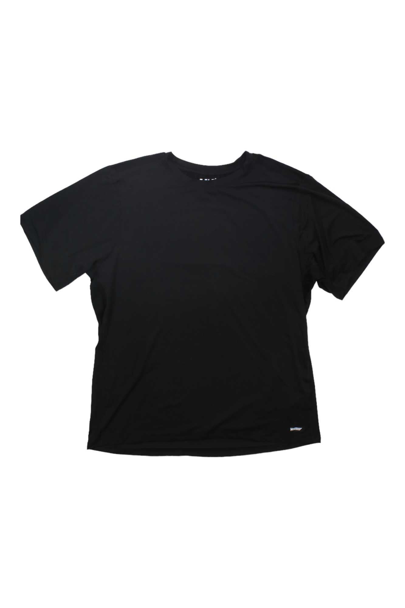 A Helly Hansen Mens Tech Trail SS T-Shirt in plain black is laid flat on a white background.