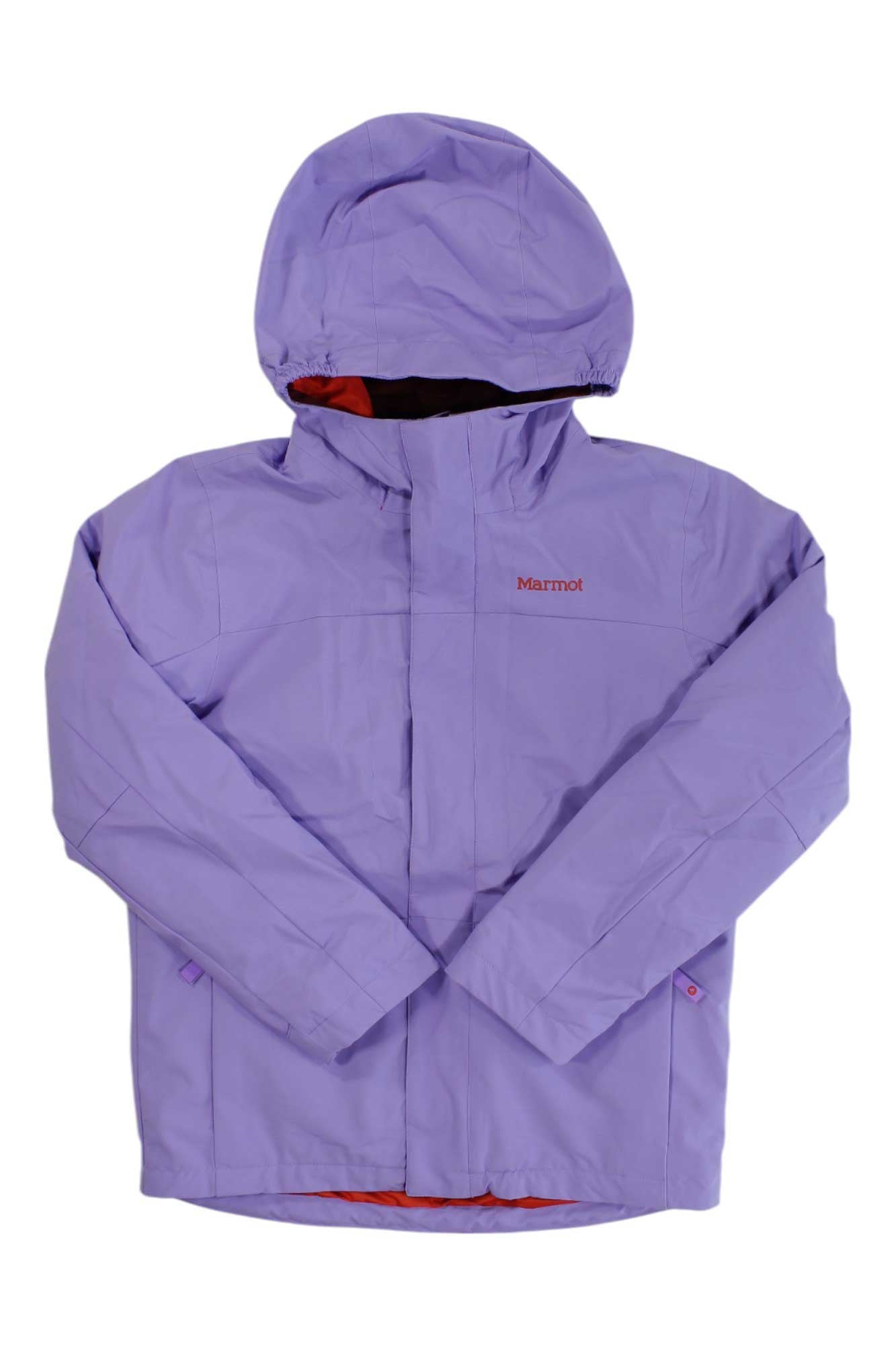 Kids Terrain comp jacket, hooded front-zip; light purple with small chest logo.