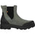 The Bogs Womens Holly Chelsea Leather Boot is a gray waterproof leather boot featuring black elastic side panels, heel pull tab, thick black rubber sole, and reinforced black detailing for durability and eco-friendly wear.