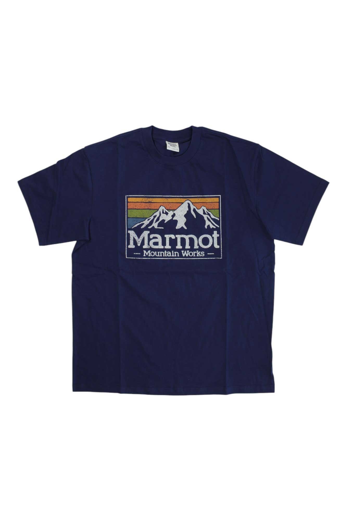 Men's short-sleeve T-shirt with Marmot Mountain Works chest graphic, arctic navy