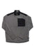 The Helly Hansen Men's Daybreaker Block Jacket, in light gray Polartec microfleece with black shoulder panels and a black zippered chest pocket, is shown on a flat white background.