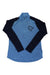 Women’s Pureull zip-neck top in light blue with dark sleeves, half-zip and chest logo