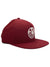 The Mammut Massone Cap is a maroon men's flat-brim baseball cap with a white embroidered Mammut logo and stylized mountains on the front.