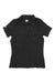 The Helly Hansen Womens Tech Crew Polo is a plain black short-sleeve polo with a collar and three buttons, laid flat on a white background. The HH logo appears inside the collar—ideal for comfort, style, and outdoor performance.